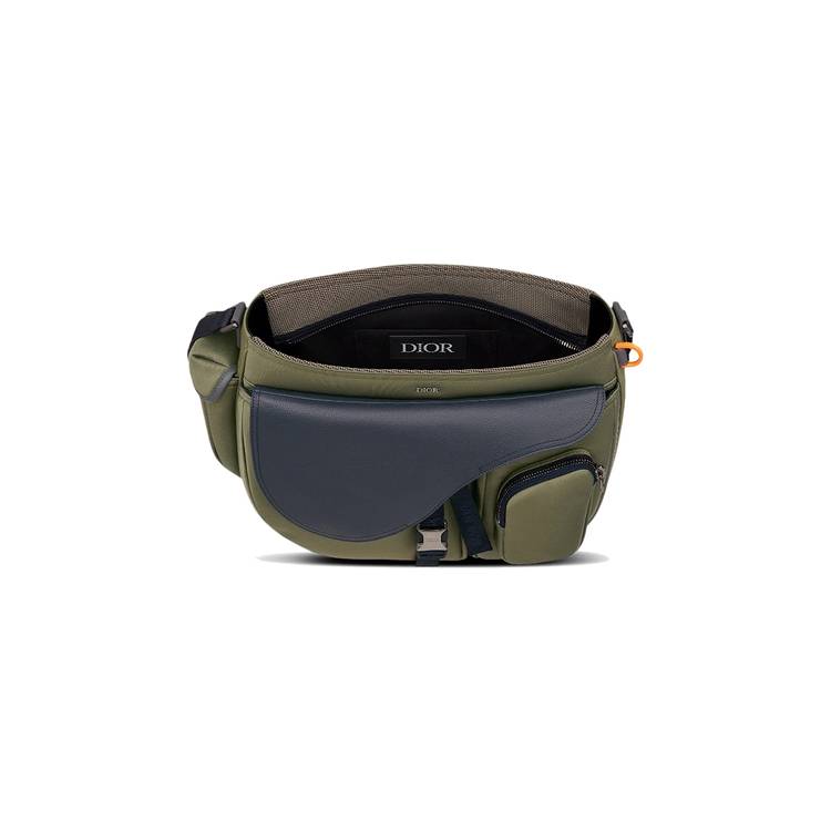 NEW DIOR Olive Green Leather Saddle Soft Bag Size OS