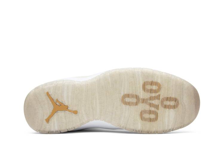 Nike Mens Air Jordan 10 OVO T-Shirt White/Grey-Gold Size