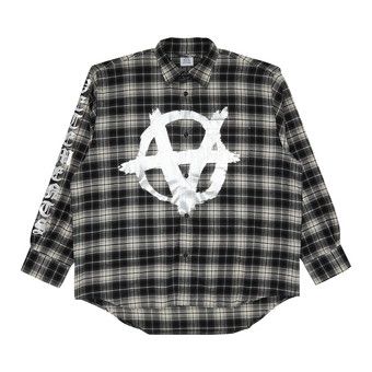 ウェア ballaholic Logo Flannel Check Shirt Men's Flannel Shirt in Black & Cream Buffalo Check - Thursday
