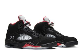 Buy Supreme x Air Jordan 5 Retro 'Black' - 824371 001 - Black | GOAT