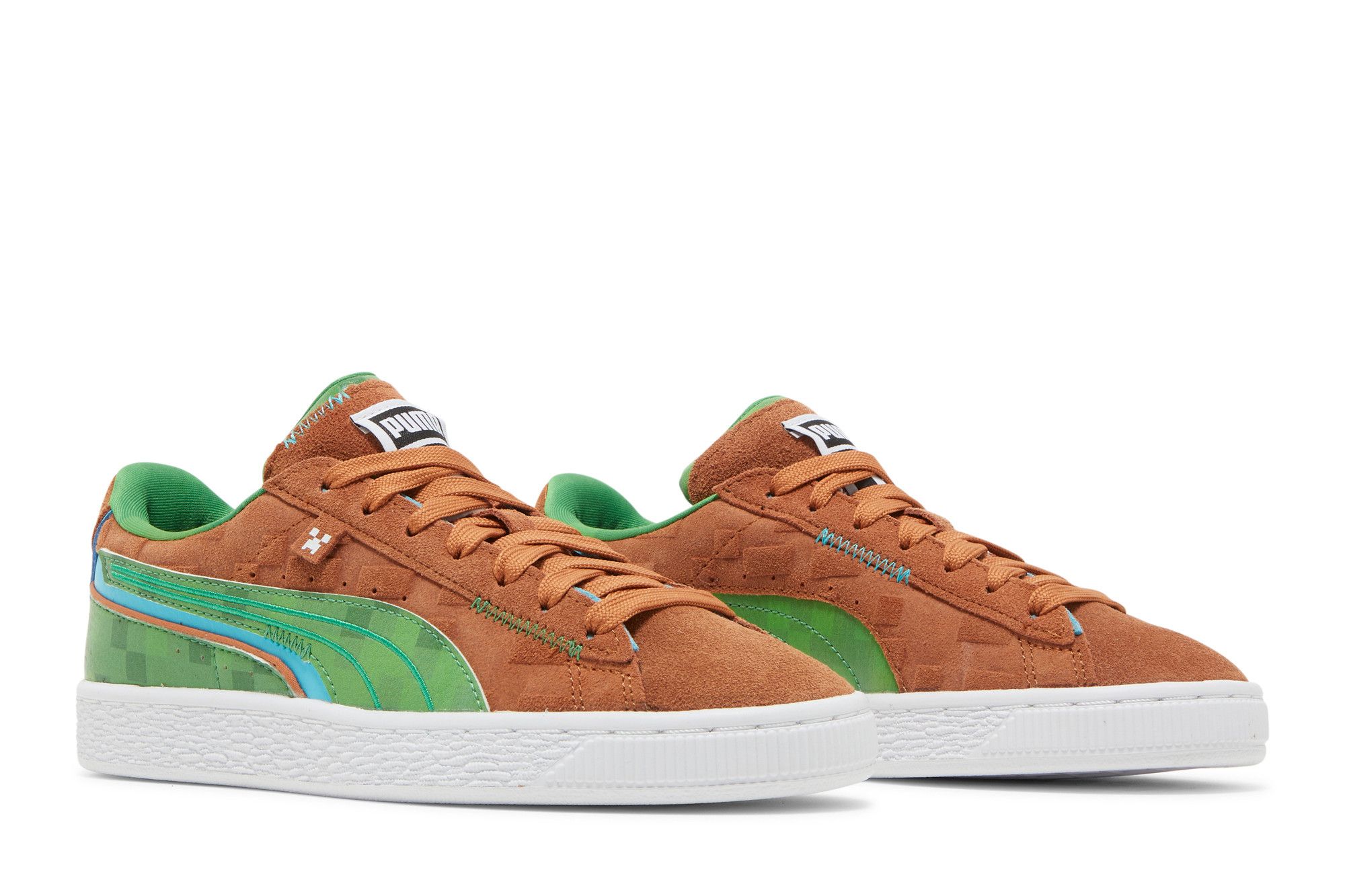 Pre-owned Puma Minecraft X Suede Jr 'grass Block' In Brown