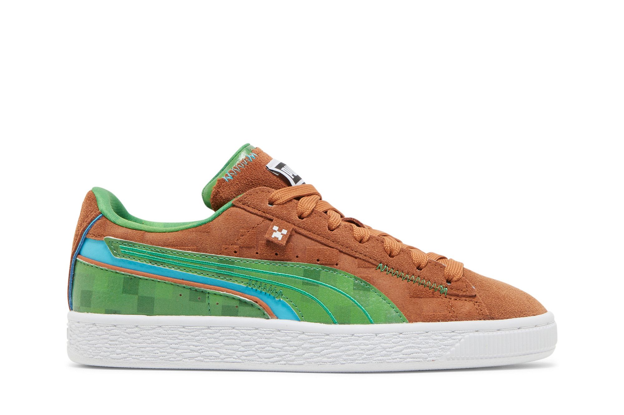 Pre-owned Puma Minecraft X Suede Jr 'grass Block' In Brown
