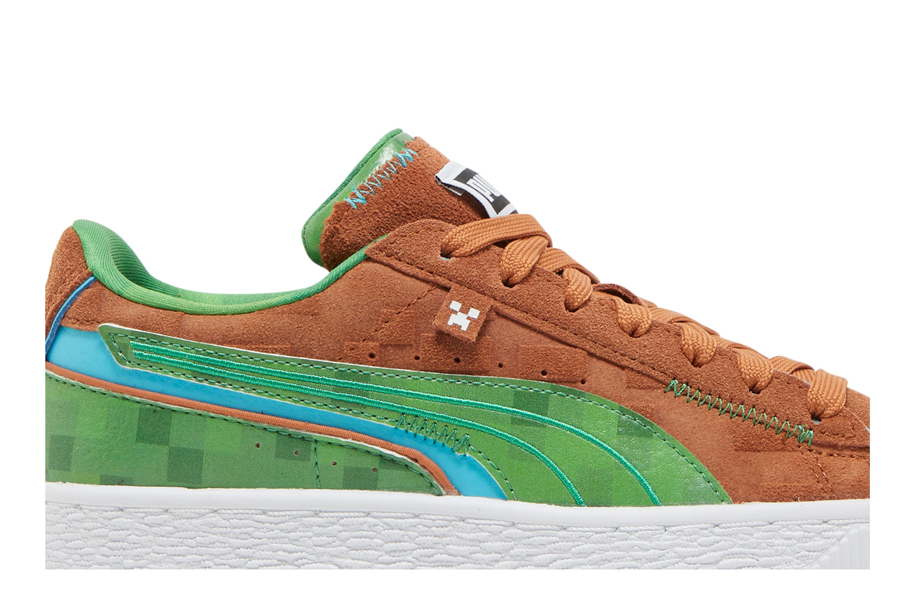 Pre-owned Puma Minecraft X Suede Jr 'grass Block' In Brown