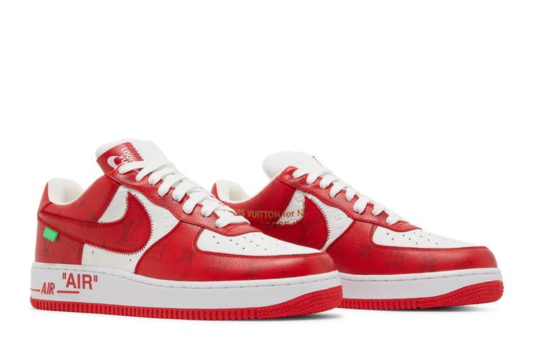 Louis Vuitton X Nike Air Force One Red White Flash Low Top Trainer Sneaker  9 lot