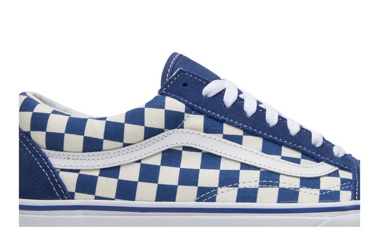 Black and store blue checkered vans