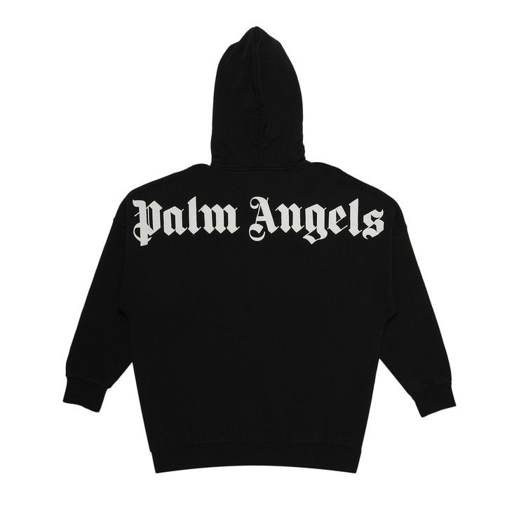 PALM ANGELS メタリックエフェクトシッフカトホルタ 【関税込】 Palm Angels logo-print Drawstring Hoodie | White | FARFETCH