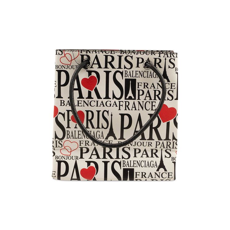 Balenciaga Paris Bonjour Shopping Tote Bag White