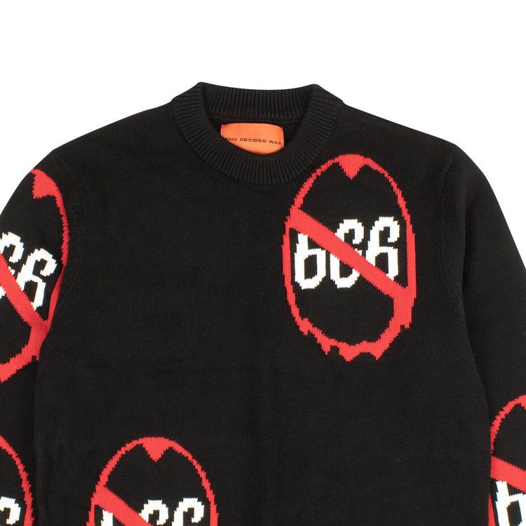 Buy Who Decides War Anti 666 Knit Crewneck Sweater 'Black' - 2637
