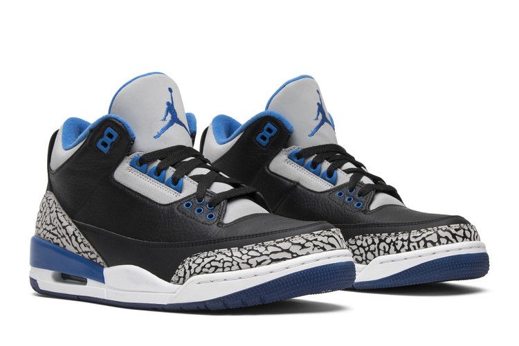 blue black and white jordan 3