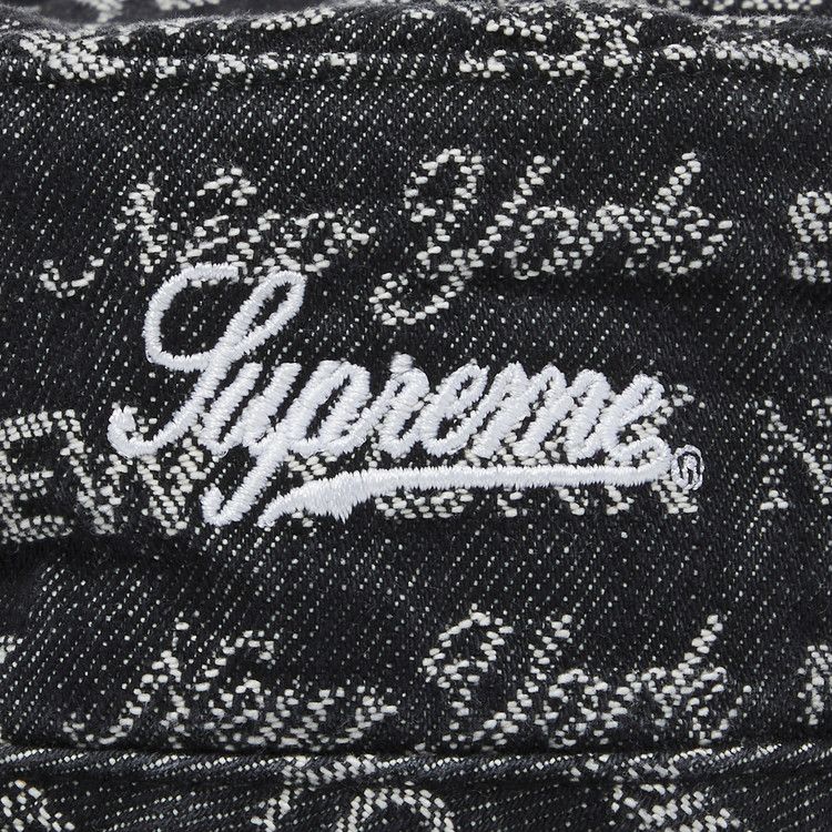 Supreme Logo Stripe Jacquard Denim Shirt Black