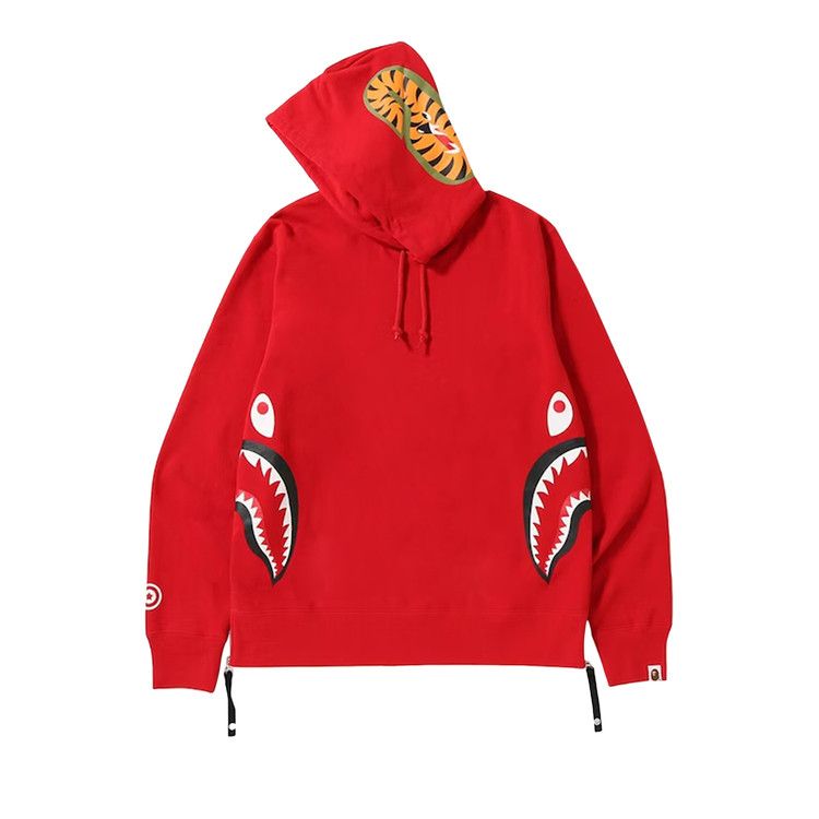 Buy BAPE Shark Wide Side Zip Pullover Hoodie 'Red' - 1F70 114 004