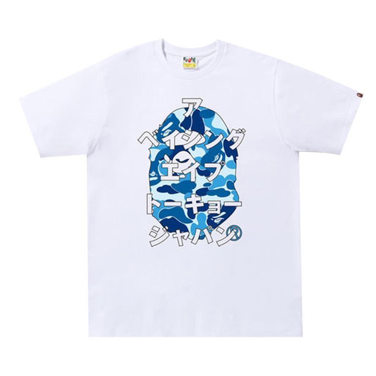 Bape Abc Camo Japanese Letters T-Shirt White/Blue