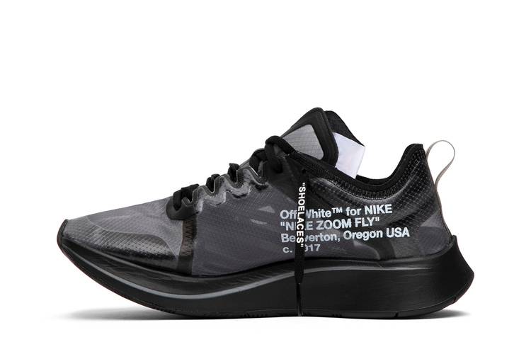 Nike x Off-White Black/Silver Mesh And Polyurethane Zoom Fly Sneakers Size  36.5 Off-White x Nike