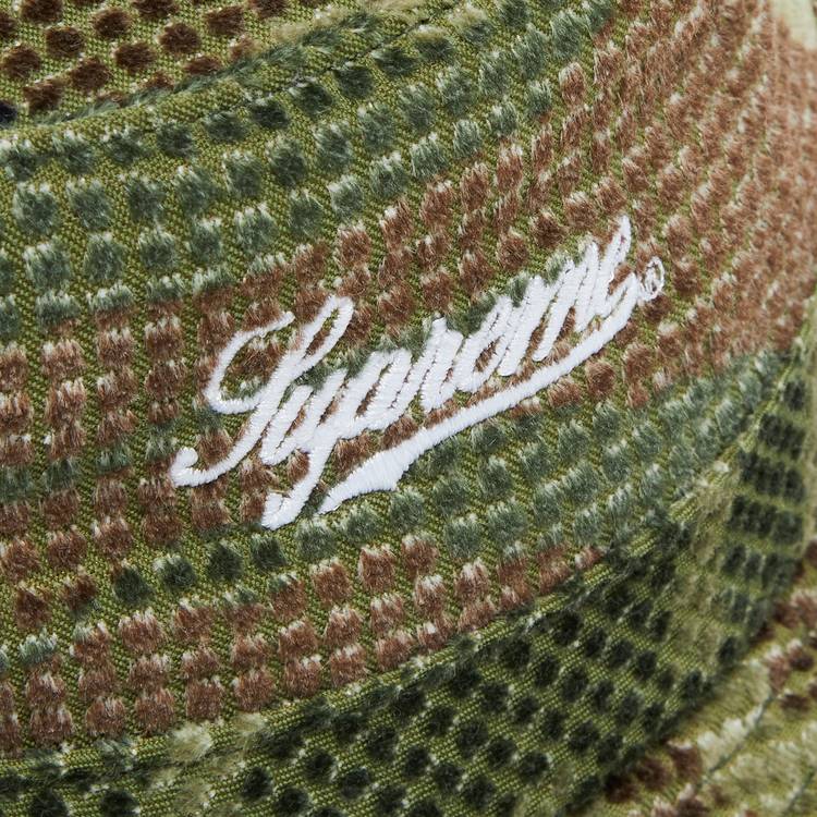 Supreme Camo Grid Velvet Camp Cap Green