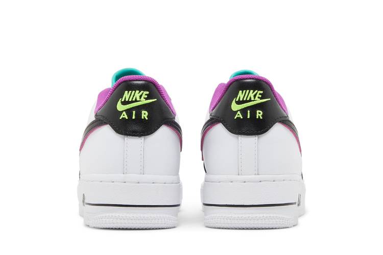 Nike Air Force 1 LV8 White/Black/Vivid Purple/Light Menta Grade School  Boys' Shoe