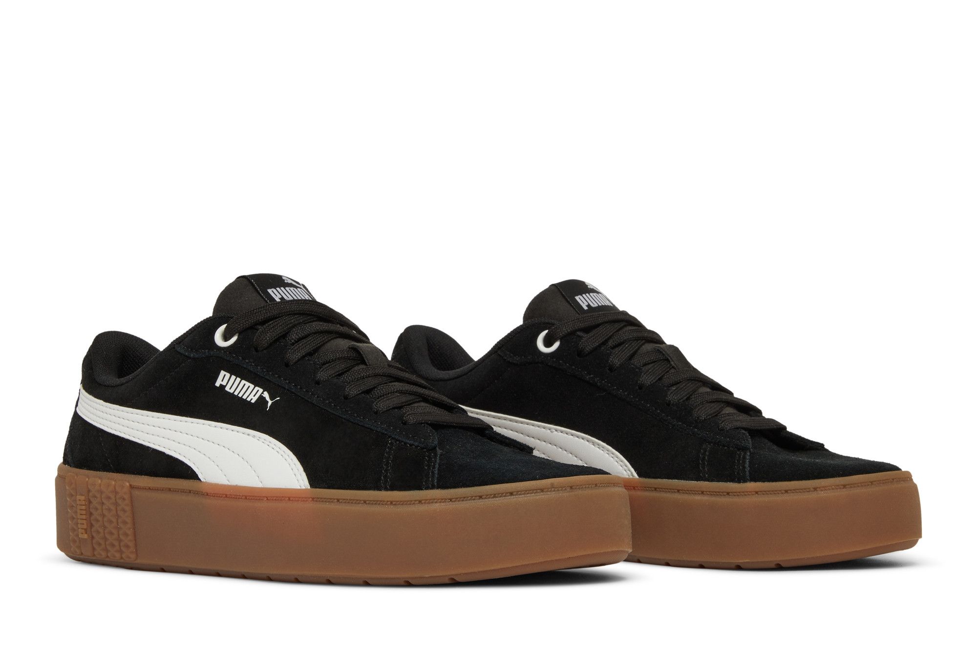 Pre-owned Puma Wmns Smash Platform V2 Suede 'black Gum'