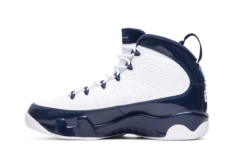 Navy blue and store white jordans 9