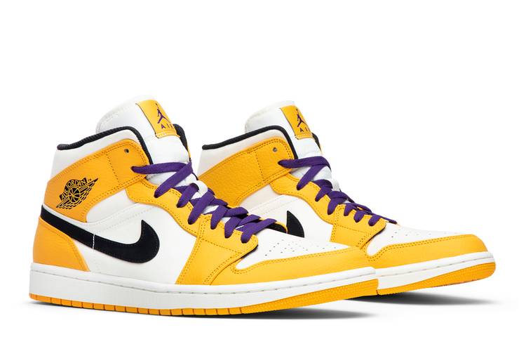Nike Air Jordan 1 Mid 'Lakers' Purple/Yellow Mens Size US 9-13