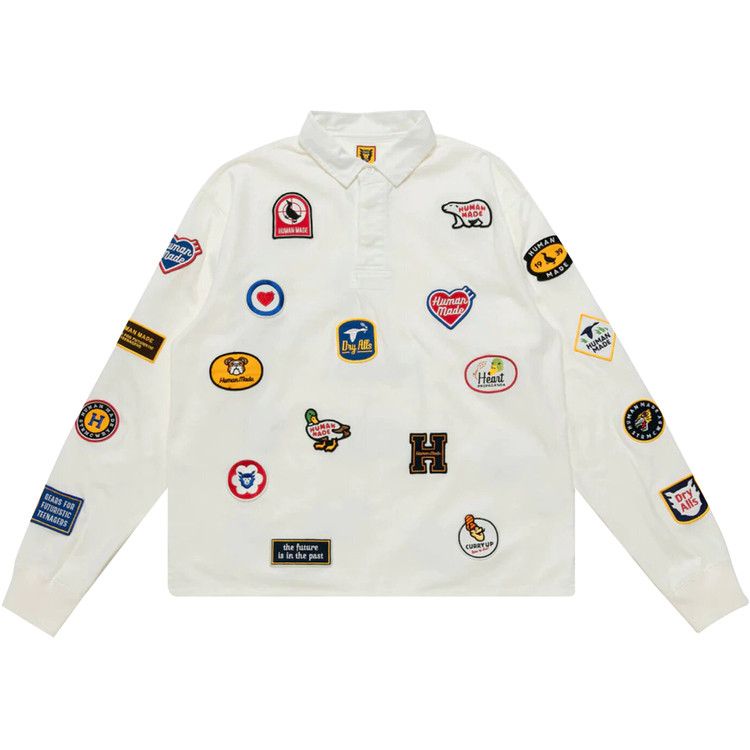 Buy Human Made Patch Rugby Shirt 'White' - HM23CS021 WHIT | GOAT
