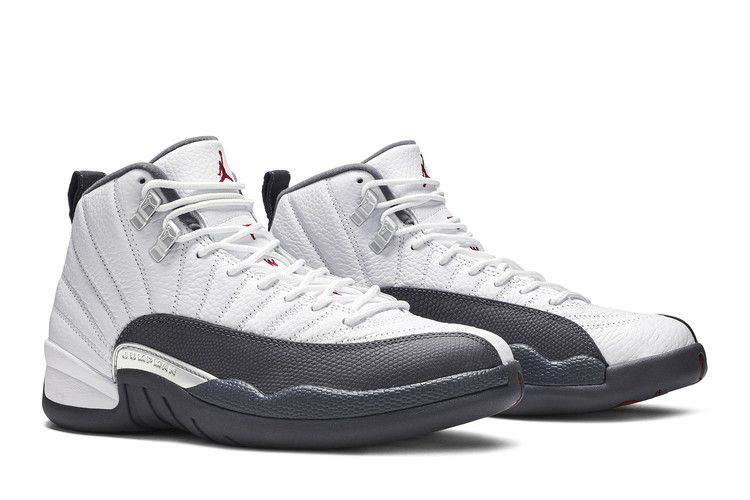 grey red and white jordan 12