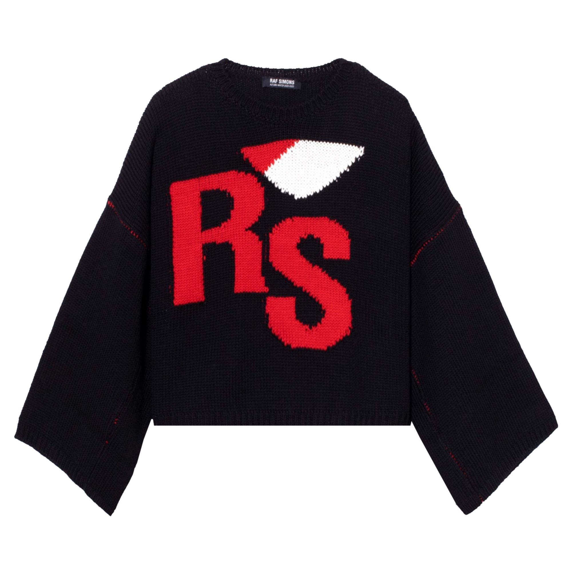 Pre-owned Raf Simons Loose Fit Cropped Wool Jacquard Sweater 'black'