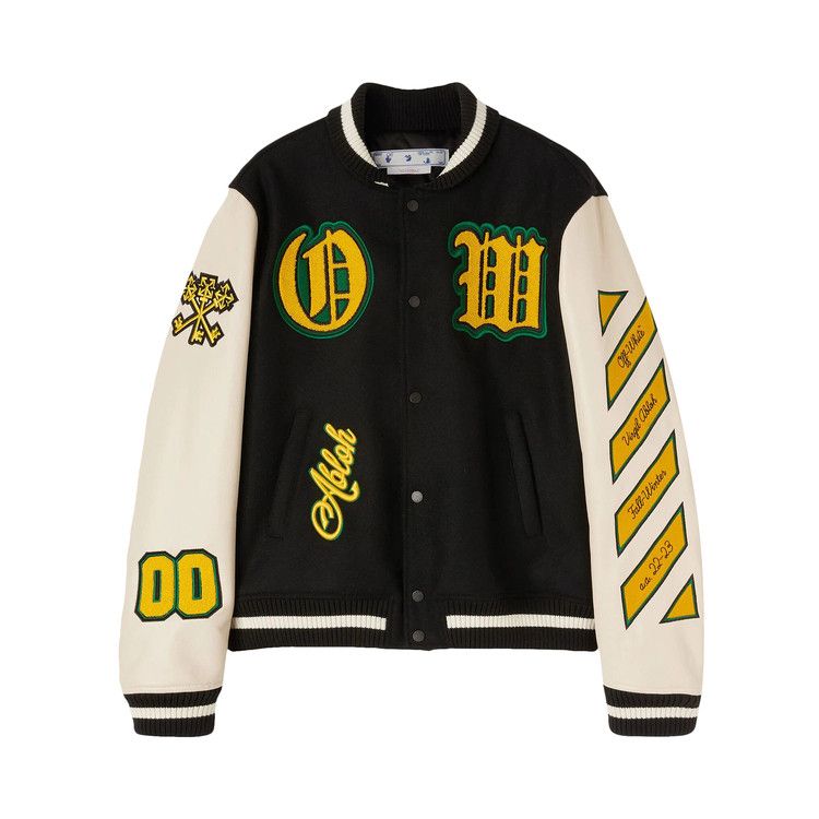 Off-White Graphics Leather Varsity 'black/Yellow'