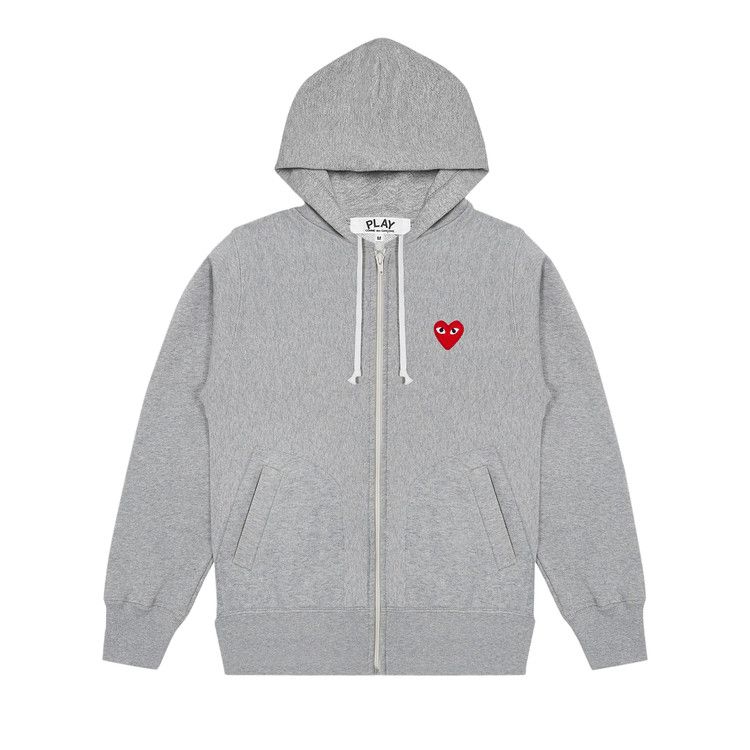 Buy Comme des Garçons PLAY Multi Heart Zip Up Hoodie 'Grey' - AZ