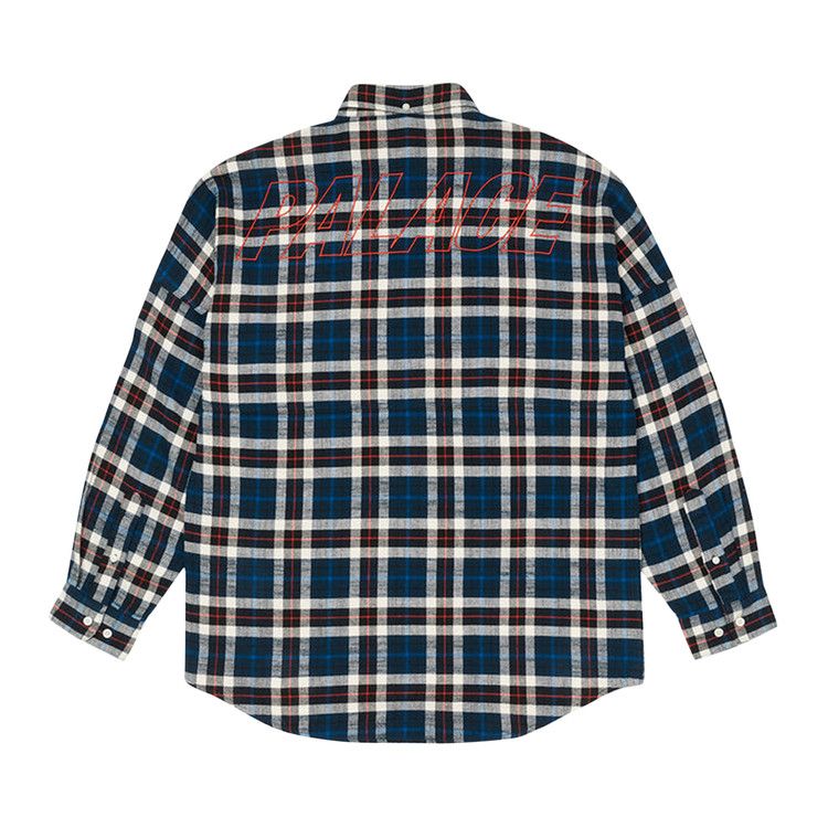 Buy Palace Flannel Drop Shoulder Shirt 'Navy' - P23SHT070 | GOAT