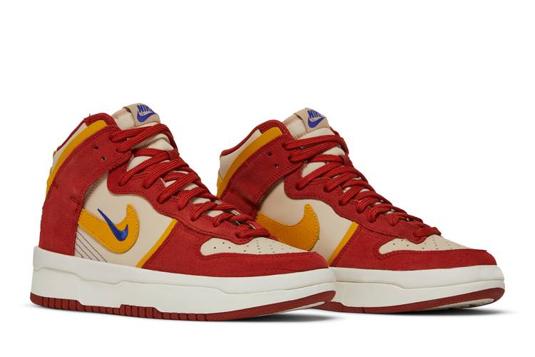 Nike Dunk High Up Sneakers in White, Red and Yellow