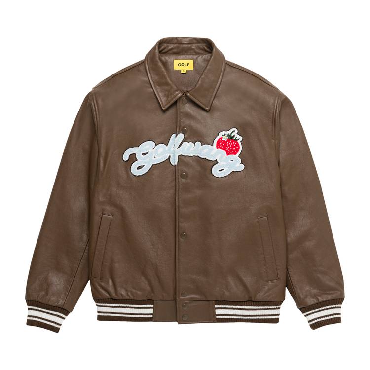 Buy GOLF WANG Strawberry Leather Jacket 'Brown/Ivory/Light Blue