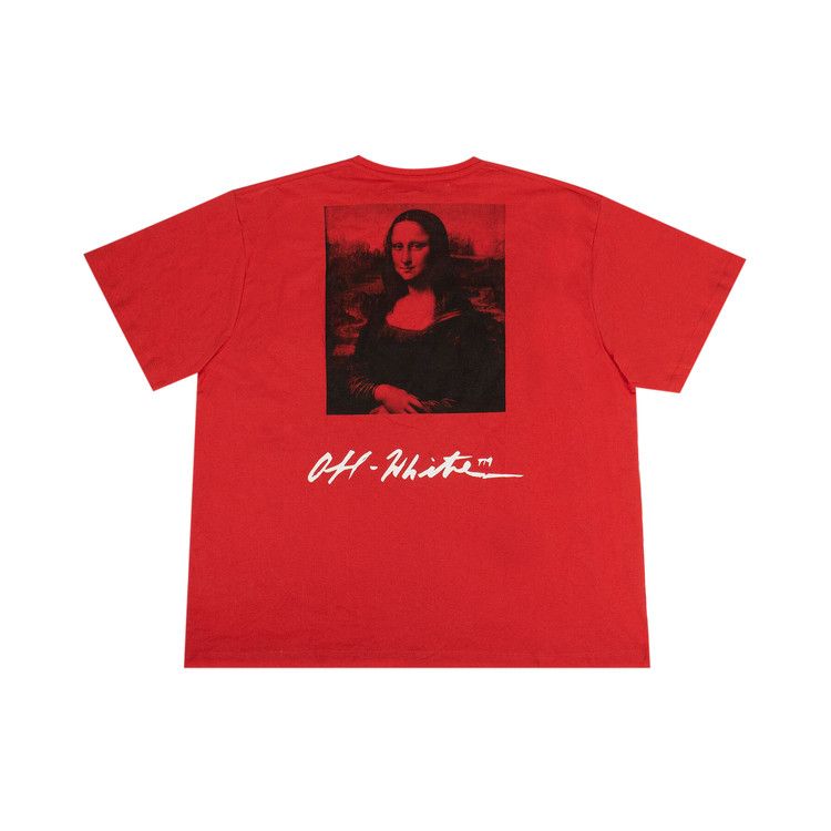 Off White Slim Fit Monalisa Graphic Print T Shirt Red