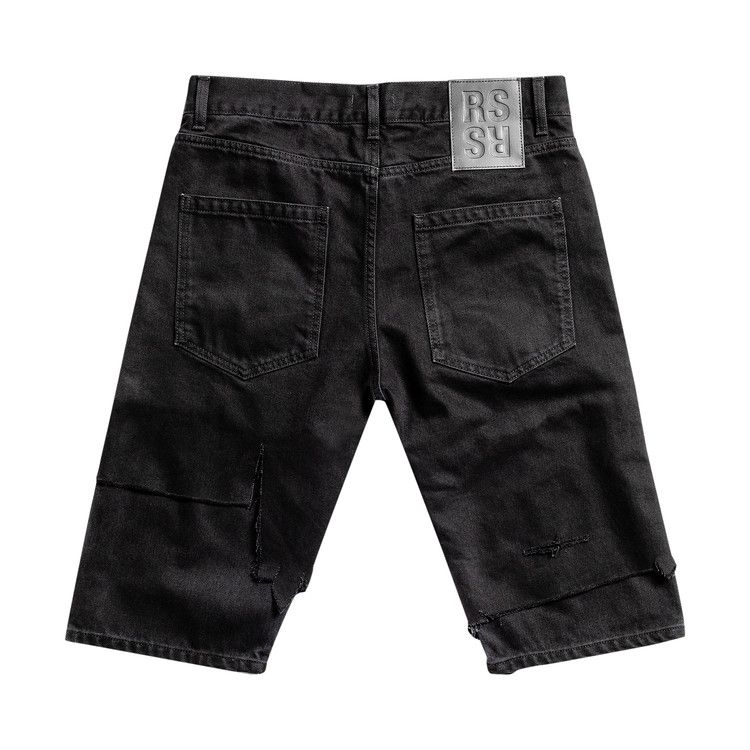 Buy Raf Simons Double Destroyed Denim Shorts 'Black' - 201 312