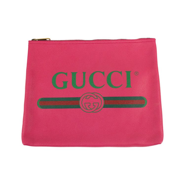 Buy Gucci Pink Leather Print Logo Medium Pouch Clutch Bag Pink 500981 0GCAT 8840 GOAT CA