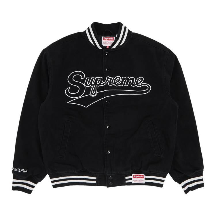 Buy Supreme x Mitchell & Ness Doughboy Twill Varsity Jacket 'Black