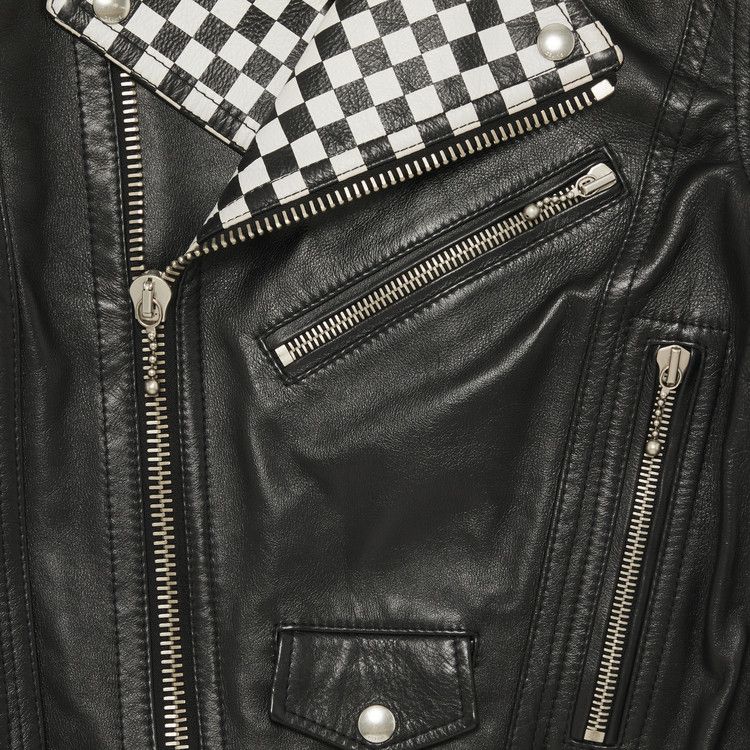 Buy CELINE Hedi Slimane Damier Checkered Leather Moto Biker Jacket 2E350599E 38NO GOAT