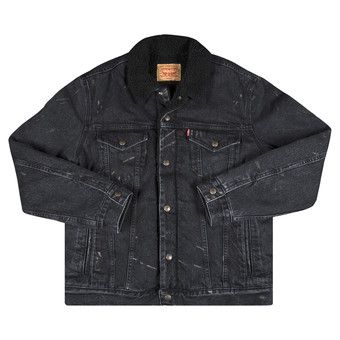 Buy Supreme x Levi's Bleached Sherpa Trucker Jacket 'Black