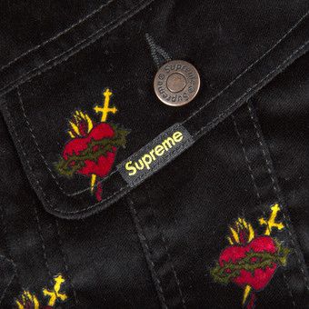 Buy Supreme Velvet Trucker Jacket 'Black' - FW17J78 BLACK | GOAT