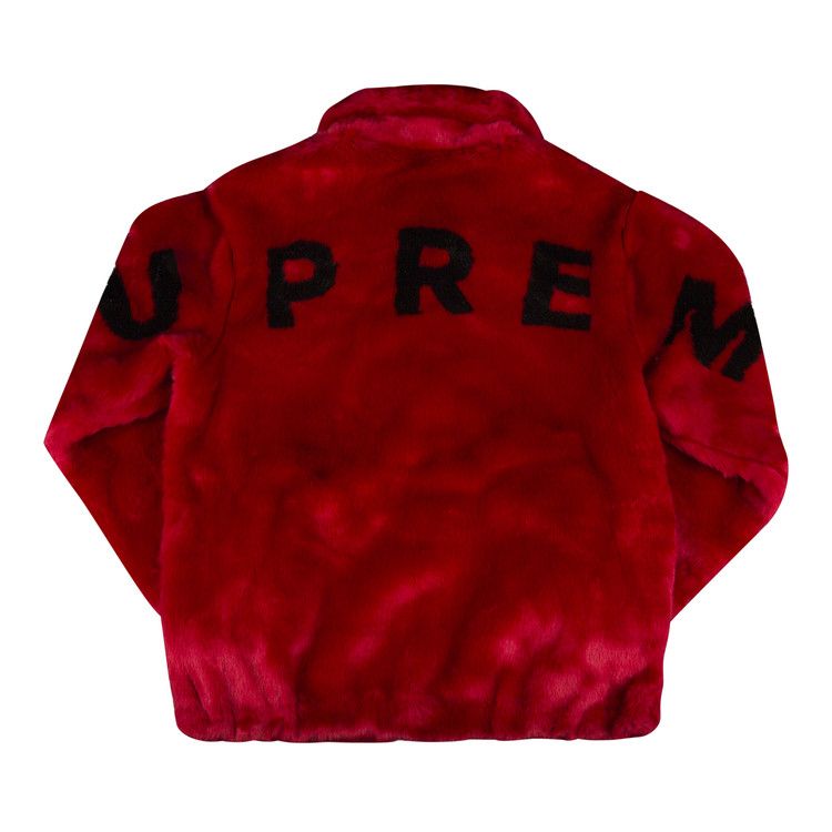 Supreme faux fur outlet bomber jacket red