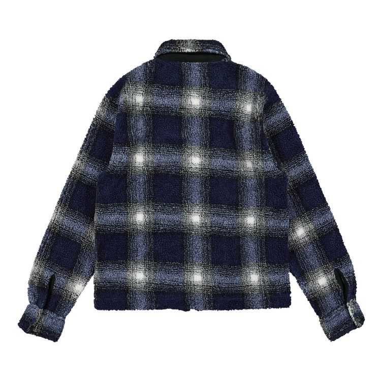 Buy Stussy Shadow Plaid Sherpa Zip Shirt 'Blue' - 1110224 BLUE | GOAT