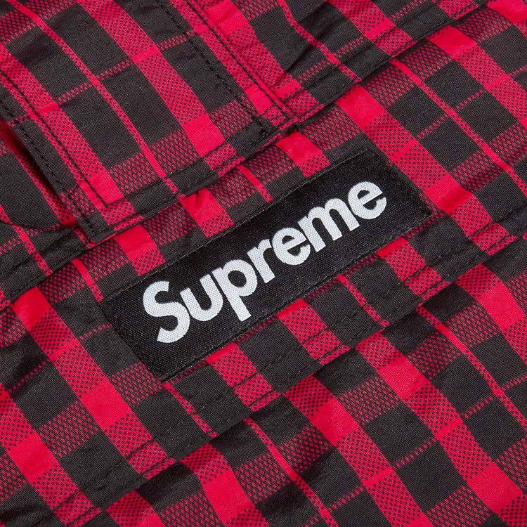 Supreme Nylon Plaid Pullover 'Red'