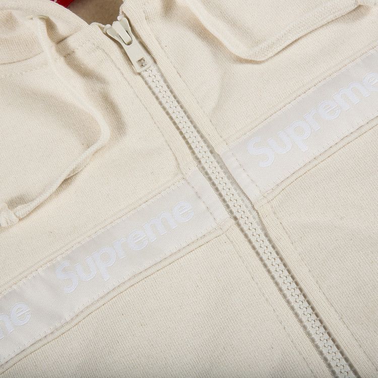 Supreme Text Stripe Zip Up Hooded Sweatshirt 'natural'