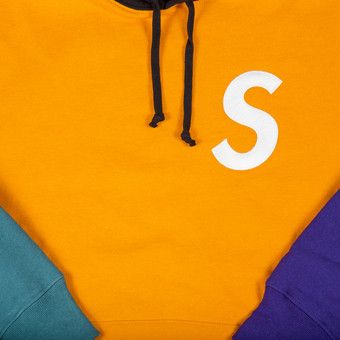 Buy Supreme S Logo Colorblocked Hooded Sweatshirt 'Orange