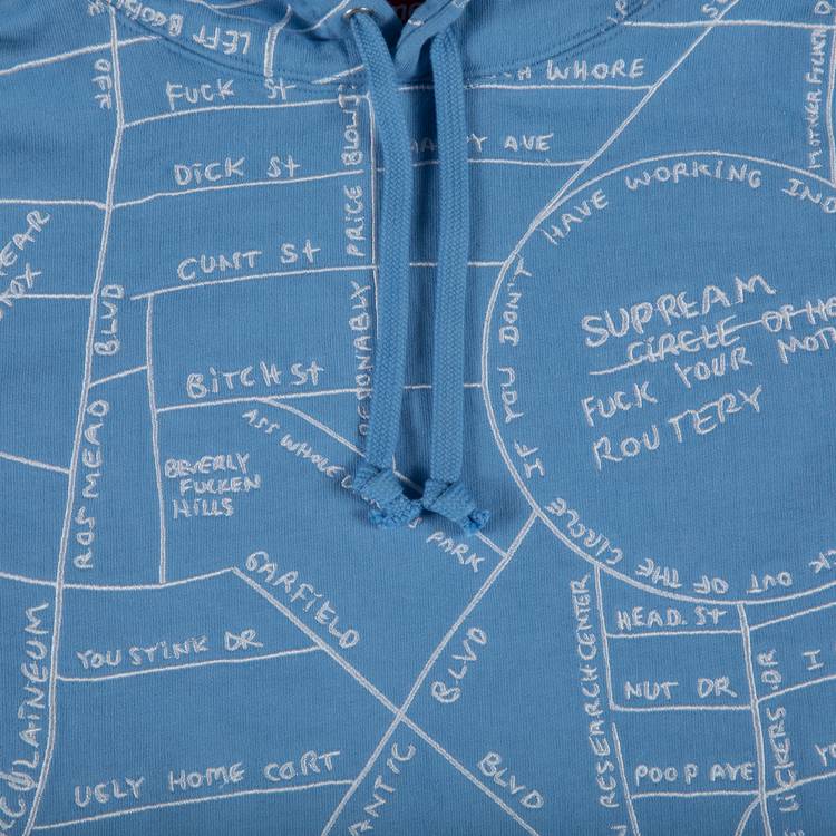 Buy Supreme Gonz Embroidered Map Hooded Sweatshirt 'Blue