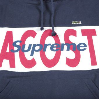 Buy Supreme x Lacoste Logo Panel Hooded Sweatshirt 'Navy