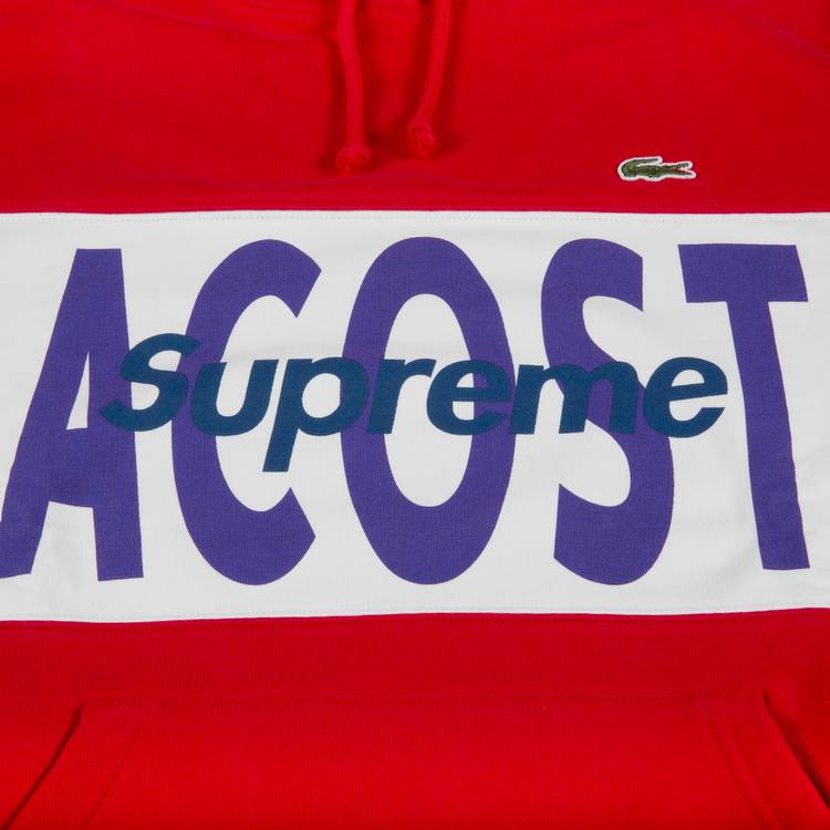 Buy Supreme x Lacoste Logo Panel Hooded Sweatshirt 'Red' - FW19SW5