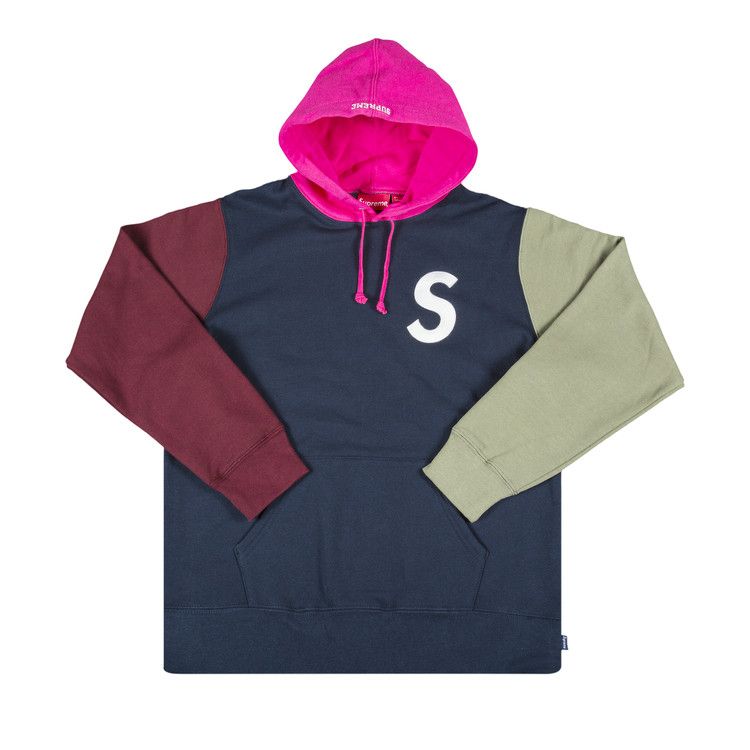 Buy Supreme S Logo Colorblocked Hooded Sweatshirt 'Navy