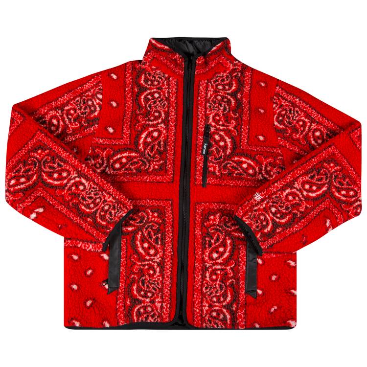 Buy Supreme Reversible Bandana Fleece Jacket 'Red' - FW19J61 