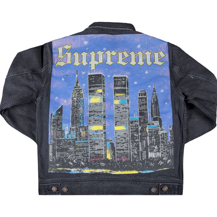 Buy Supreme New York Painted Trucker Jacket 'Black' - SS19J88