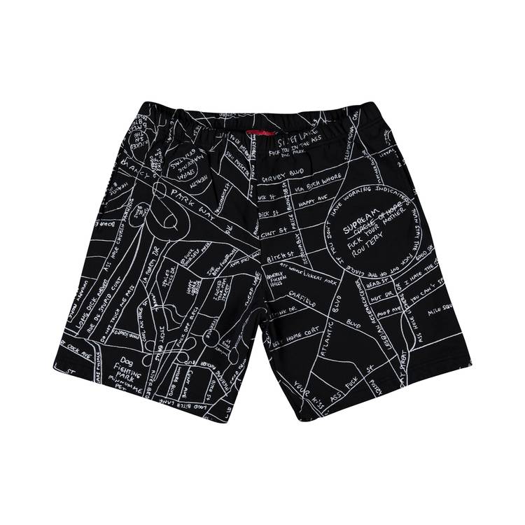 Buy Supreme Gonz Embroidered Map Sweatshort 'Black' - SS19SW32