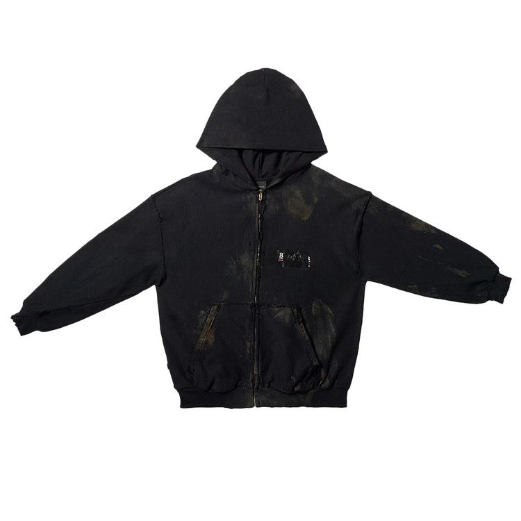 Balenciaga Small Fit Zip-Up Hoodie Black